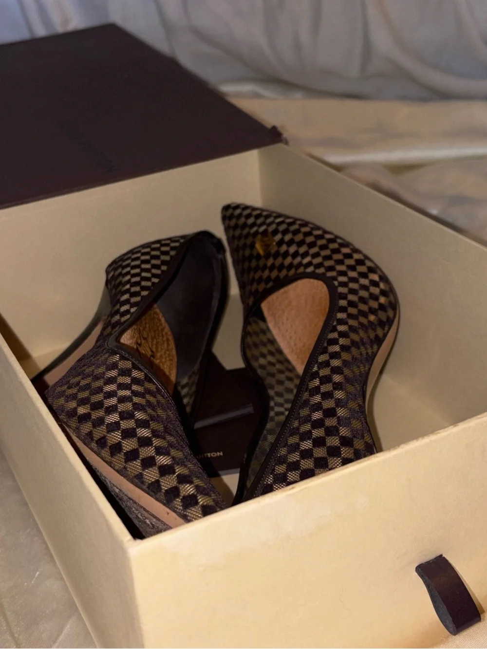 Vintage Louis Vuitton Damier Mesh Pointed Toe Pumps